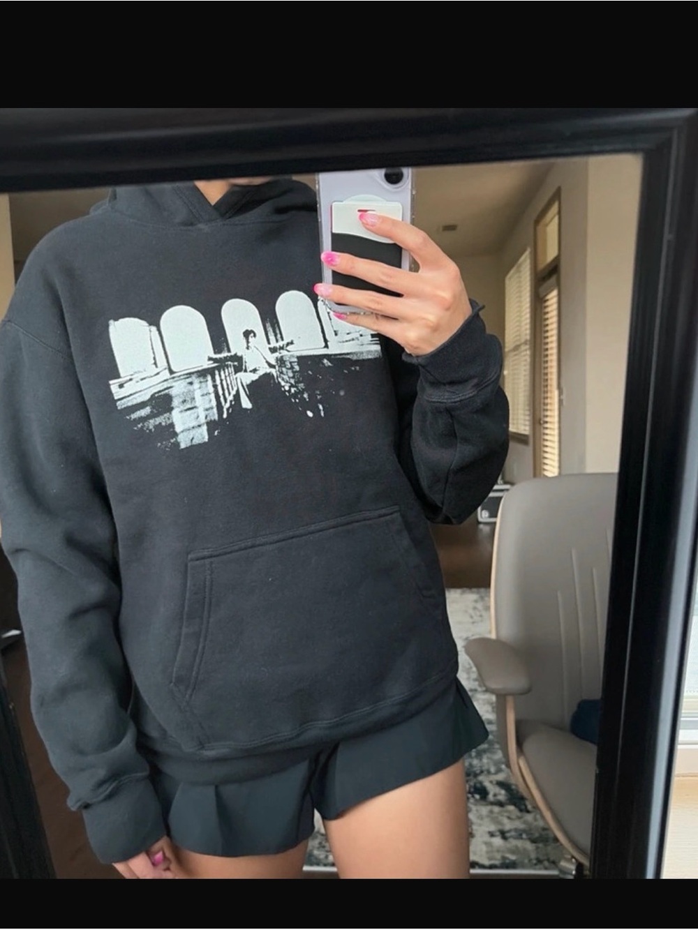 Gildan Black Hoodie with White Arch Graphic